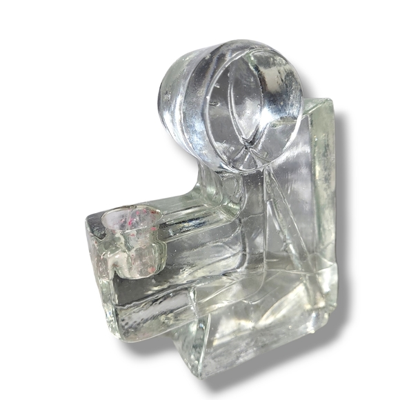 Pair Of Vintage Wiesenthal Hutte Glacier Ice Textured Glass Angel Candle Holders - Picture 3 of 9